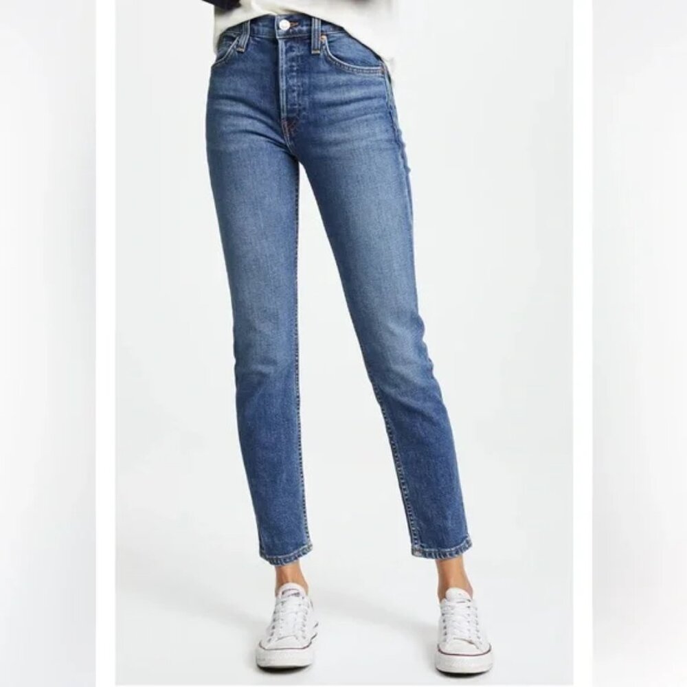 Re/Done The Comfort Stretch High Rise Ankle Crop in Mid 70s